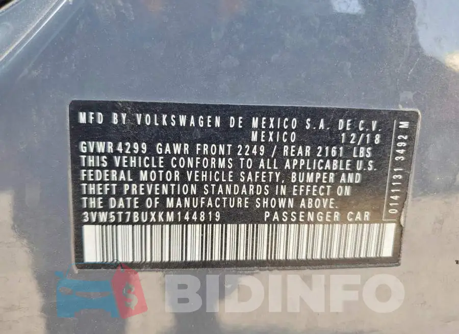 3VW5T7BUXKM144819 Photo# 12