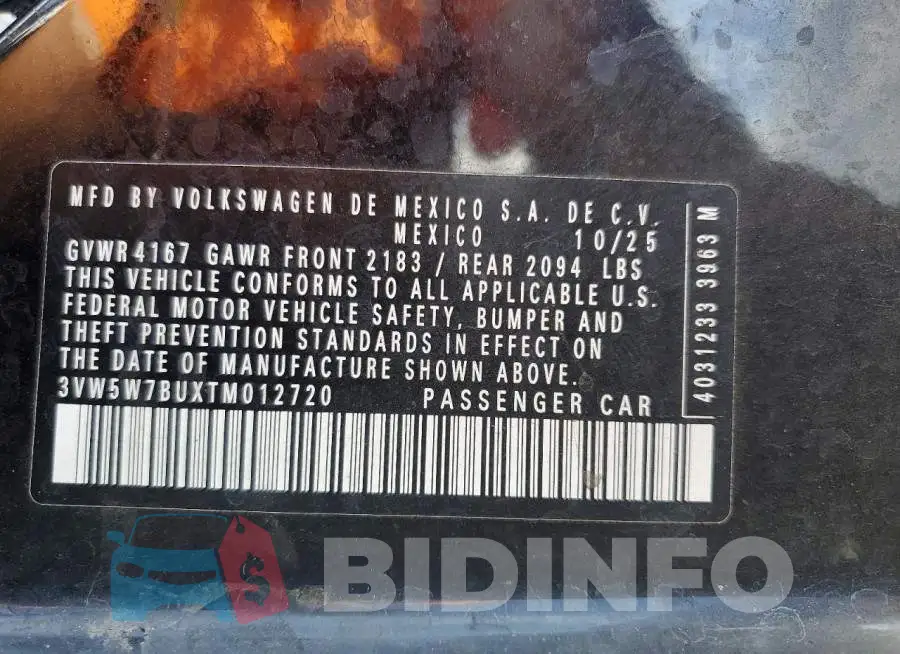 3VW5W7BUXTM012720 Photo# 13
