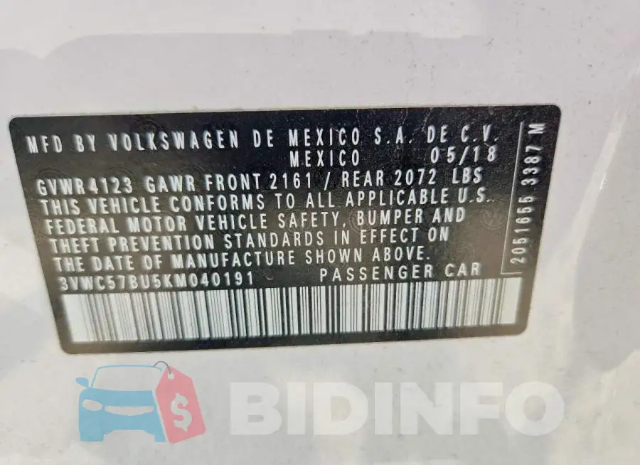 3VWC57BU5KM040191 Photo# 12