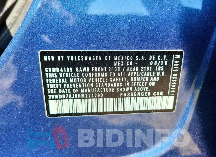3VWDB7AJ0HM224290 Photo# 12