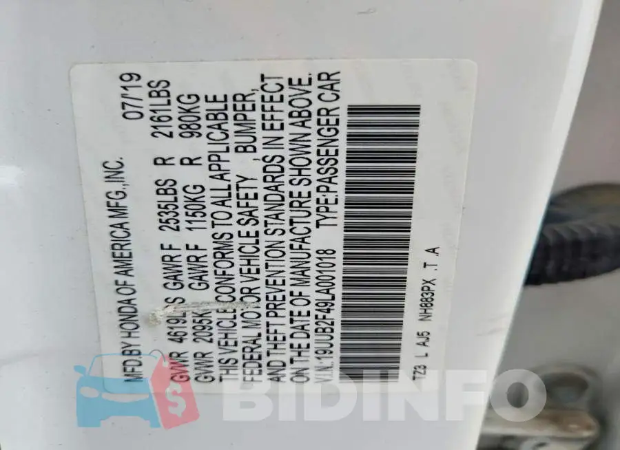 19UUB2F49LA001018 Photo# 12