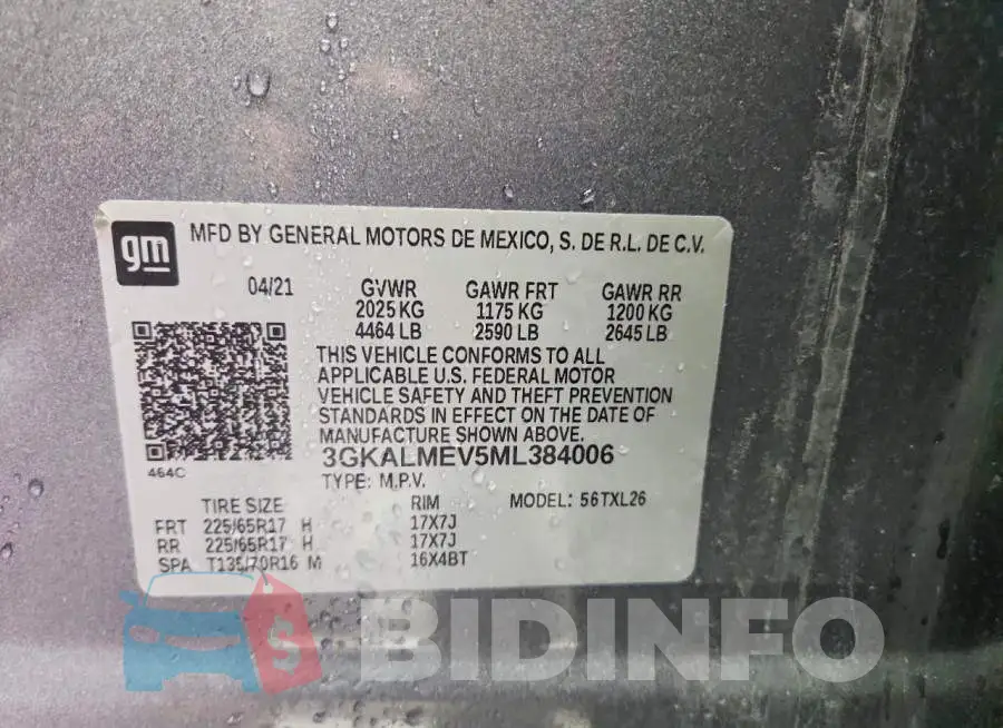 3GKALMEV5ML384006 Photo# 13