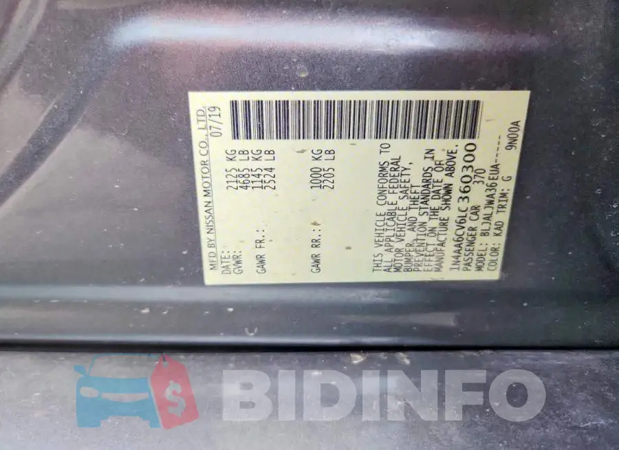 1N4AA6CV6LC360300 Photo# 12