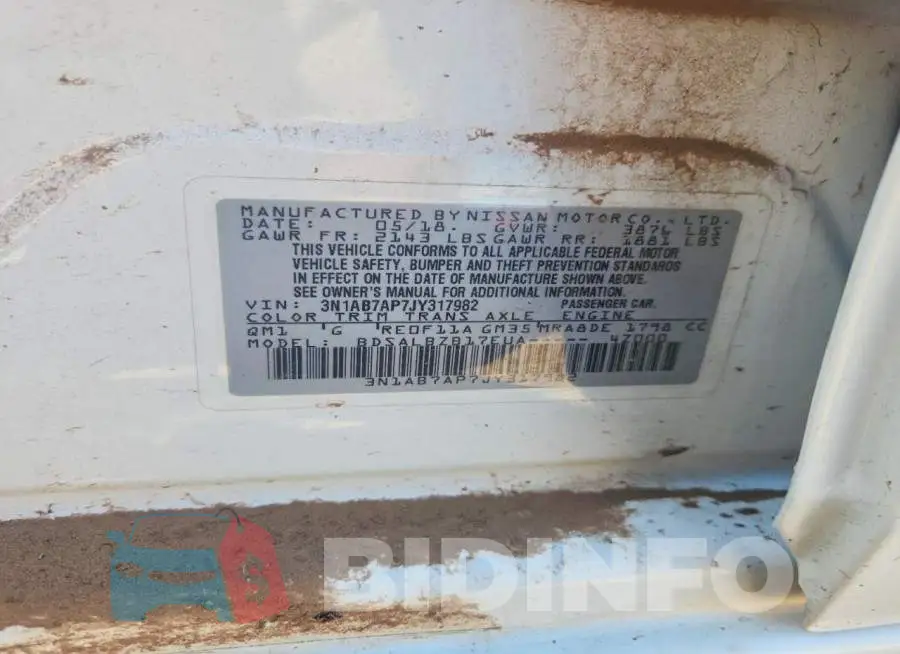 3N1AB7AP7JY317982 Photo# 12