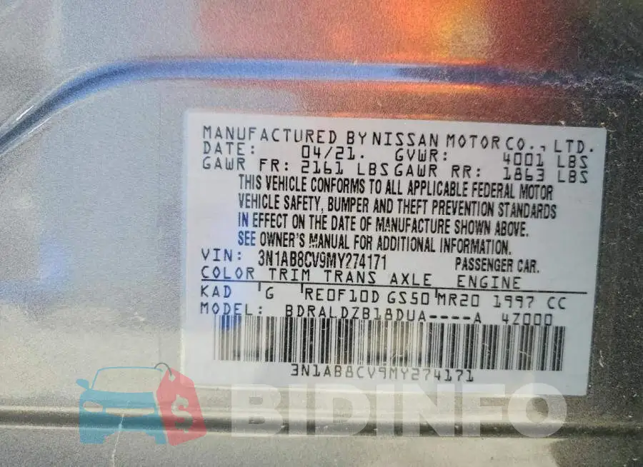 3N1AB8CV9MY274171 Photo# 13
