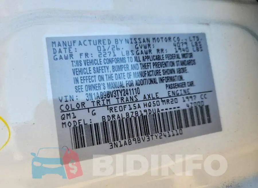 3N1AB9BV3TY241110 Photo# 12