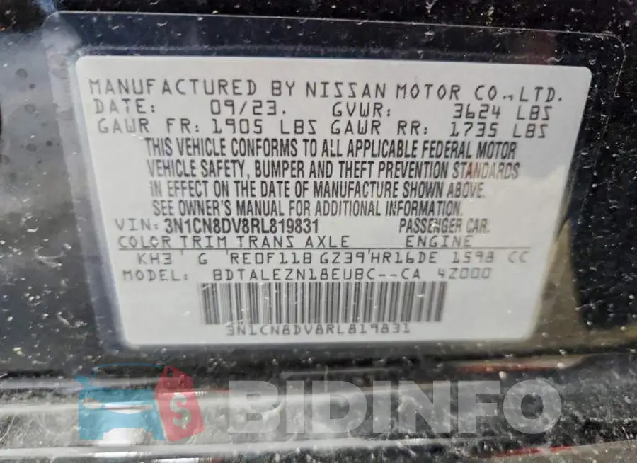 3N1CN8DV8RL819831 Photo# 12