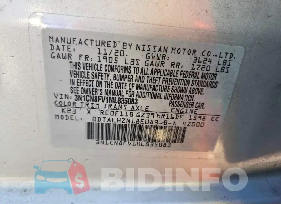 3N1CN8FV1ML835083 Photo# 12