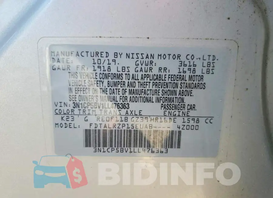 3N1CP5BV1LL476363 Photo# 12