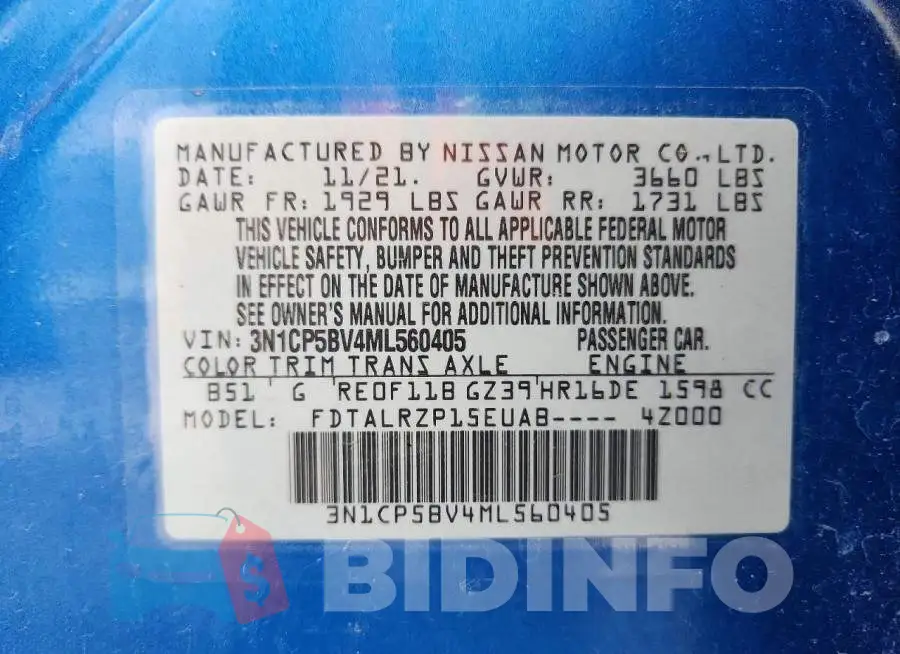 3N1CP5BV4ML560405 Photo# 13