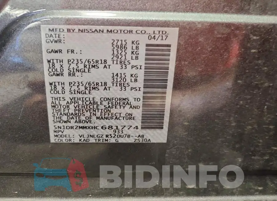 5N1DR2MMXHC681774 Photo# 13