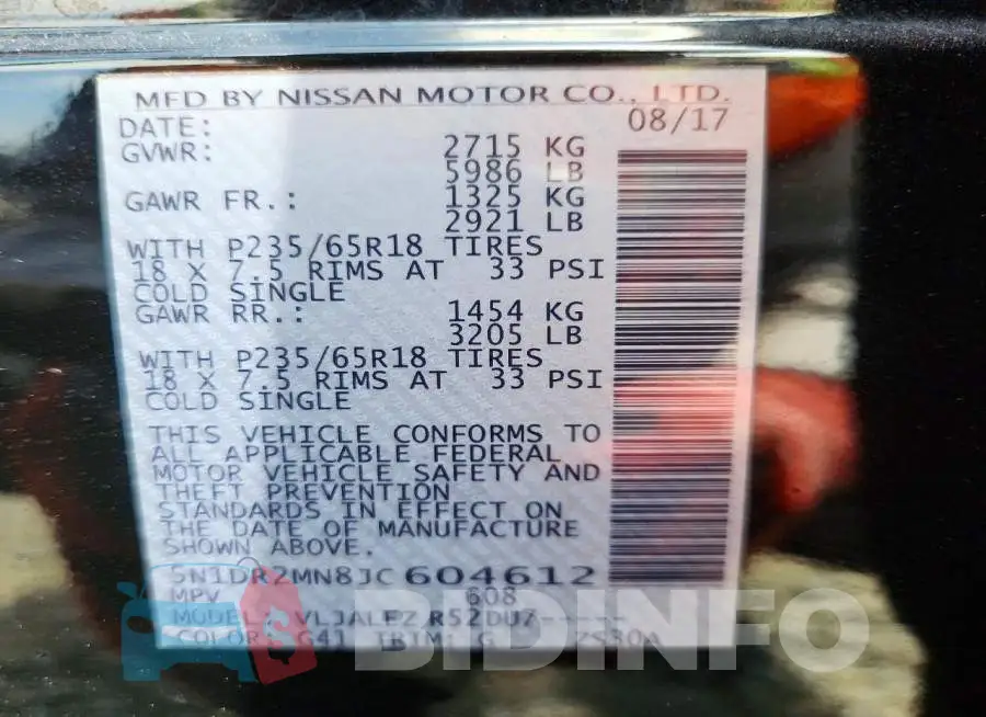 5N1DR2MN8JC604612 Photo# 14