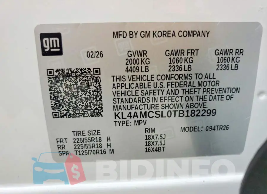KL4AMCSL0TB182299 Photo# 14