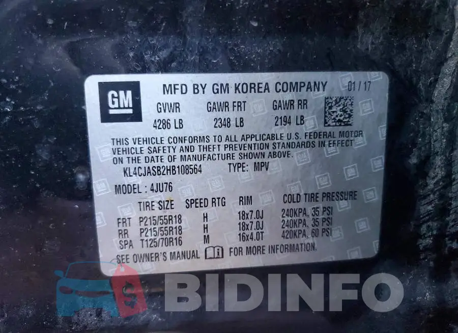 KL4CJASB2HB108564 Photo# 12