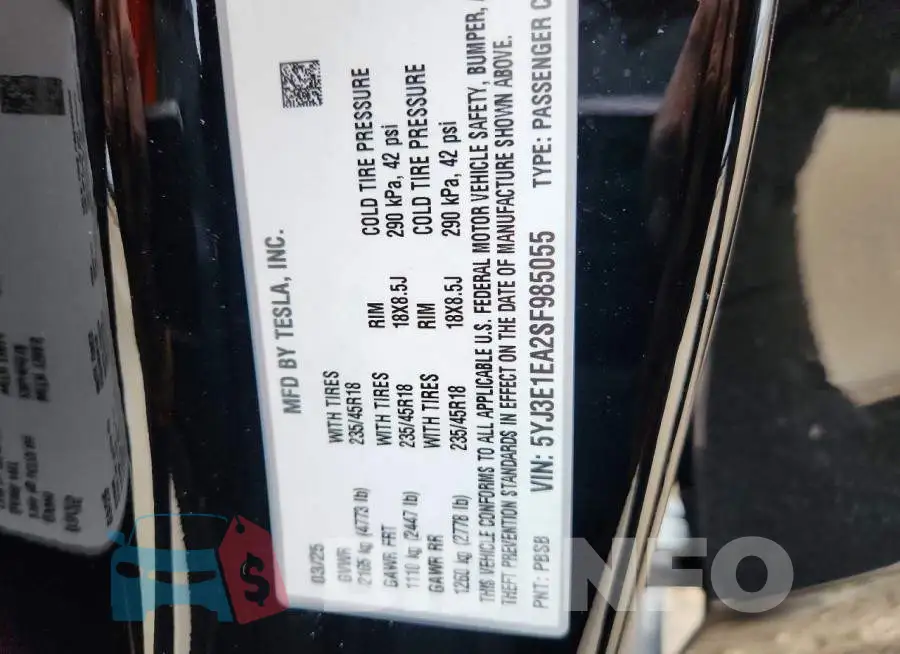 5YJ3E1EA2SF985055 Photo# 12