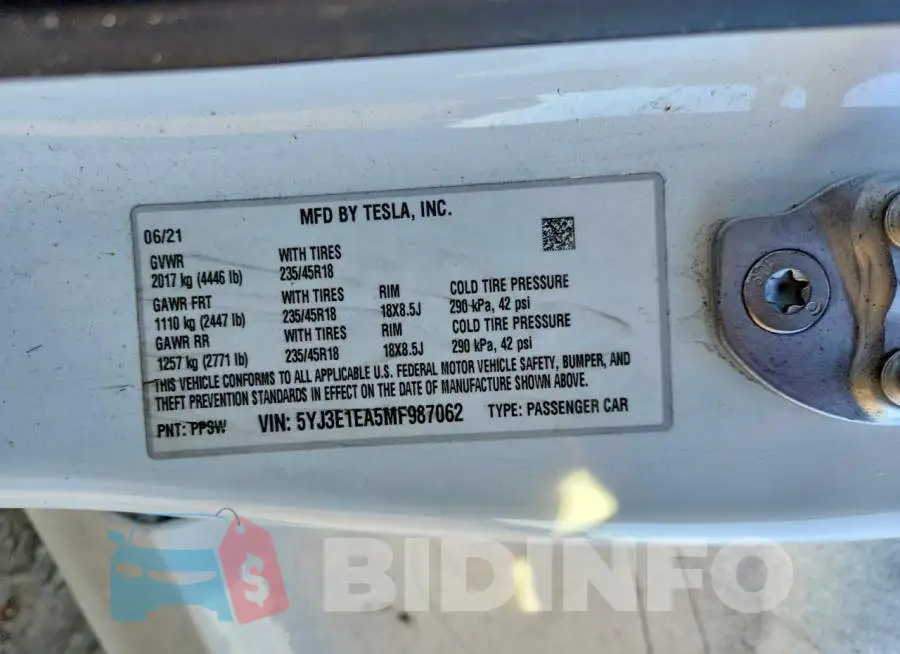 5YJ3E1EA5MF987062 Photo# 12
