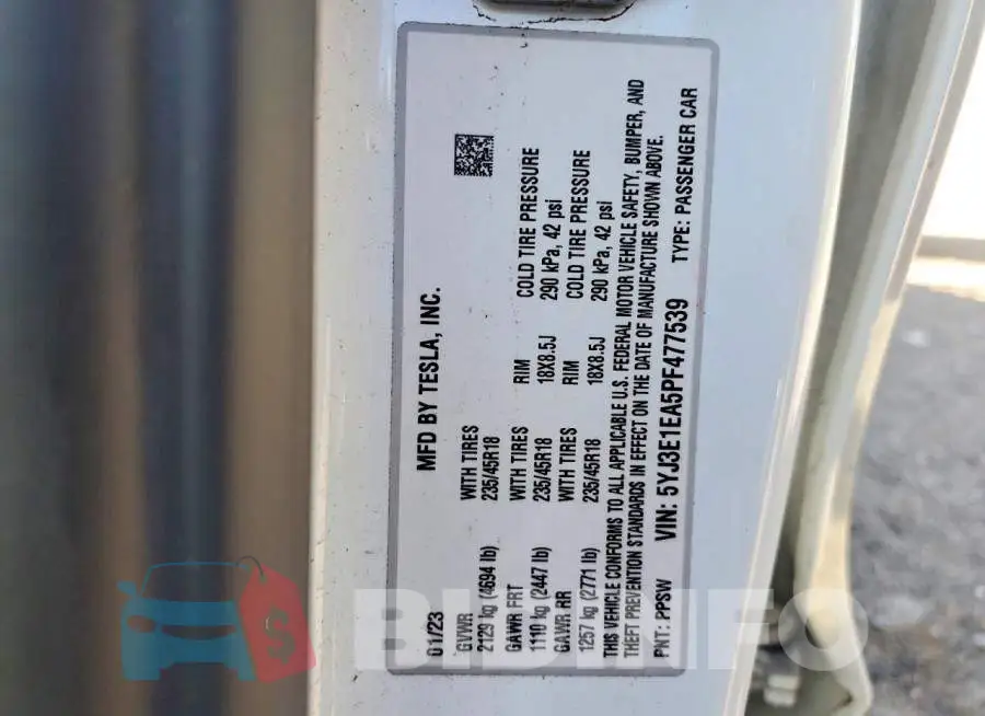 5YJ3E1EA5PF477539 Photo# 13