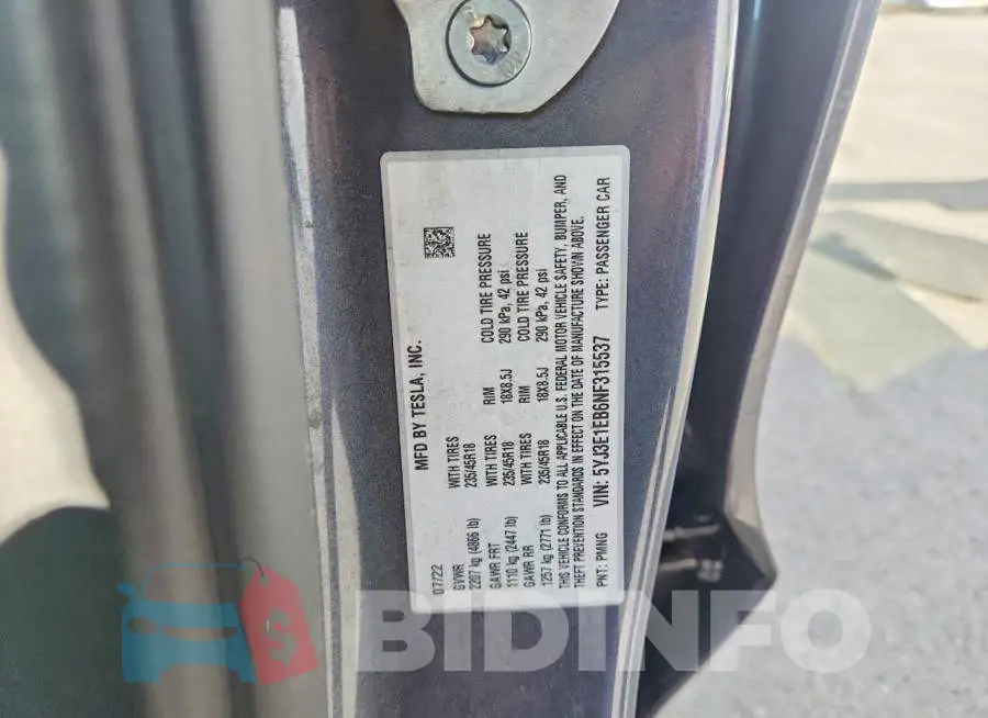 5YJ3E1EB6NF315537 Photo# 12