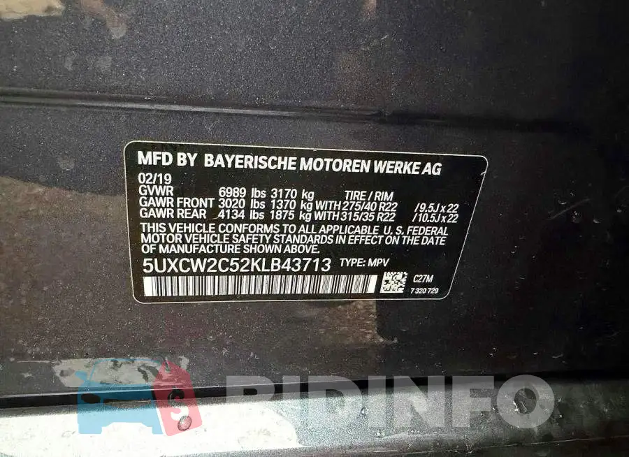 5UXCW2C52KLB43713 Photo# 10