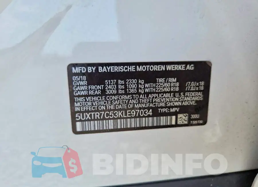 5UXTR7C53KLE97034 Photo# 13