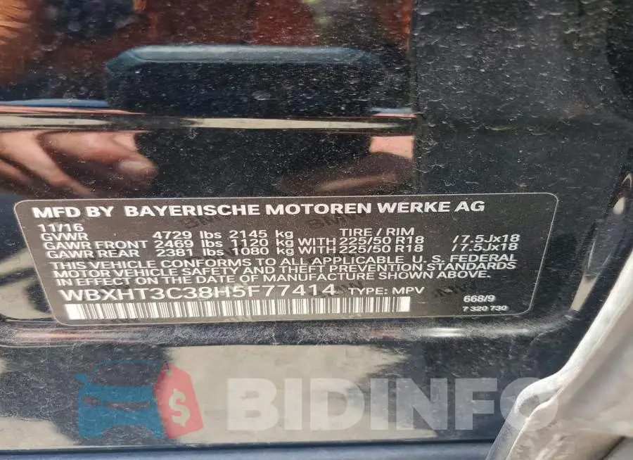 WBXHT3C38H5F77414 Photo# 13