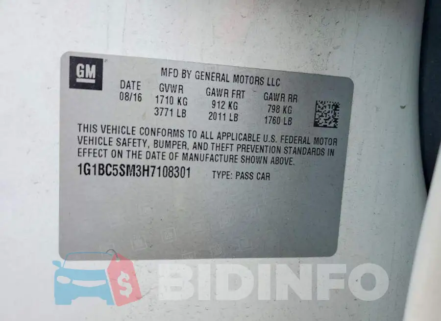 1G1BC5SM3H7108301 Photo# 12