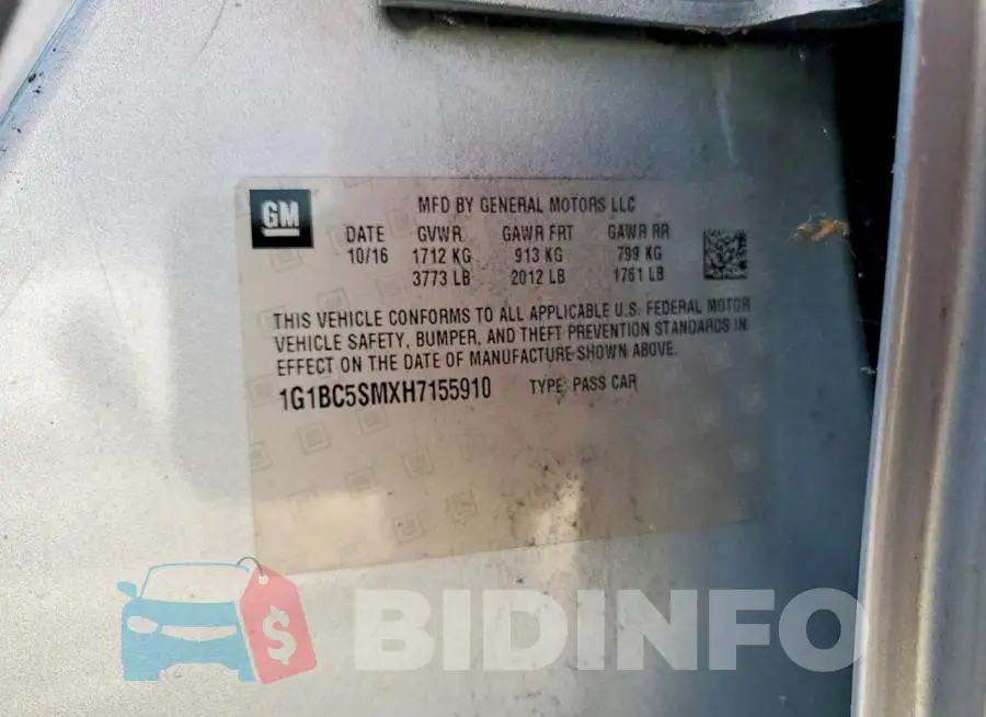 1G1BC5SMXH7155910 Photo# 12
