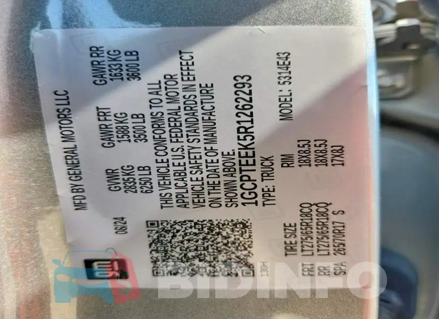 1GCPTEEK5R1262293 Photo# 13