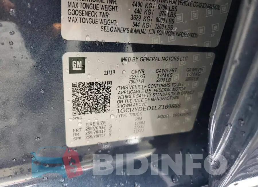 1GCRYDED1LZ169866 Photo# 12