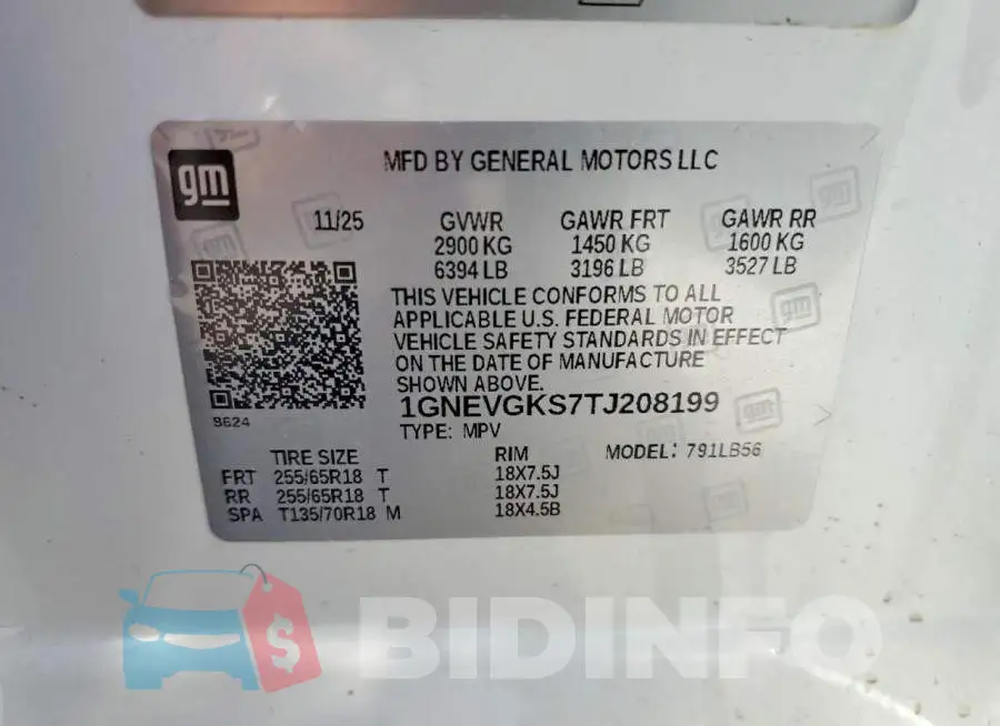 1GNEVGKS7TJ208199 Photo# 12