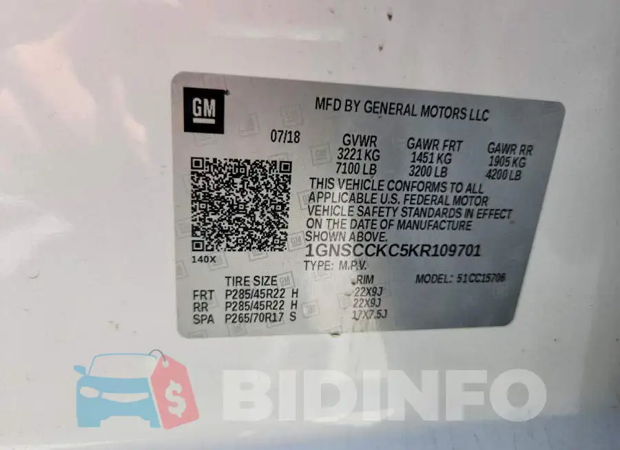 1GNSCCKC5KR109701 Photo# 13