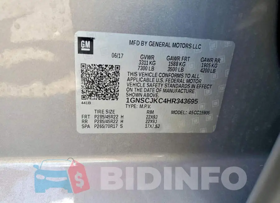 1GNSCJKC4HR343695 Photo# 13