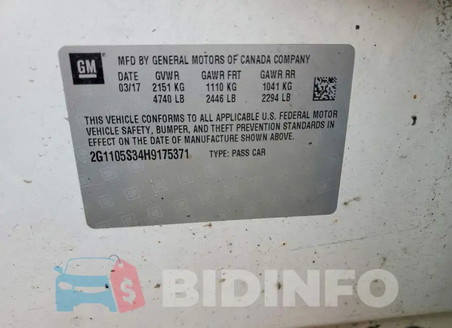 2G1105S34H9175371 Photo# 13