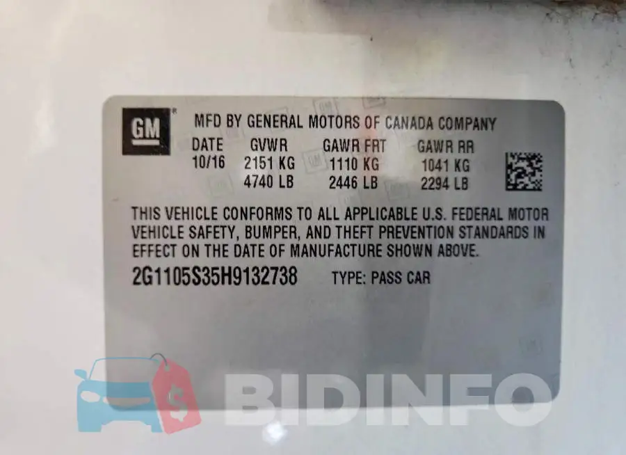 2G1105S35H9132738 Photo# 12