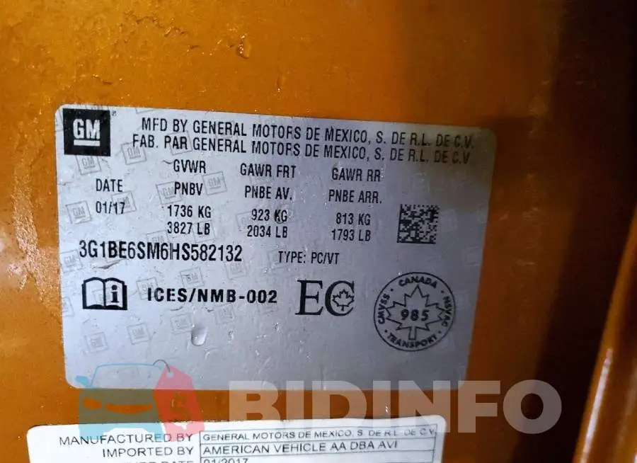 3G1BE6SM6HS582132 Photo# 12