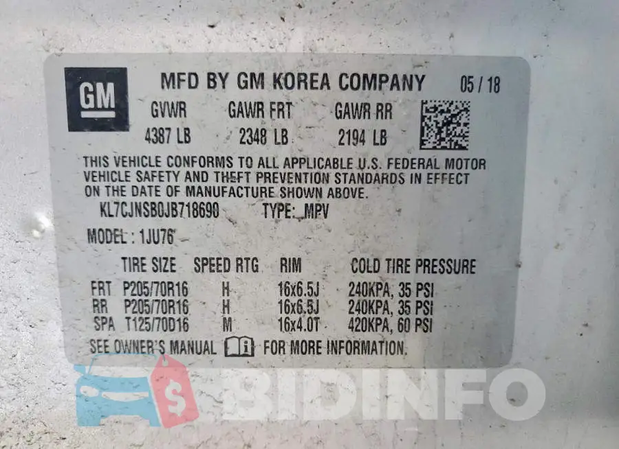 KL7CJNSB0JB718690 Photo# 13