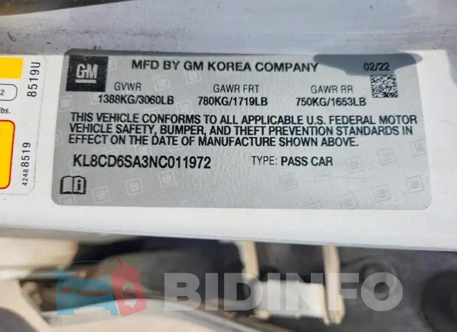 KL8CD6SA3NC011972 Photo# 12