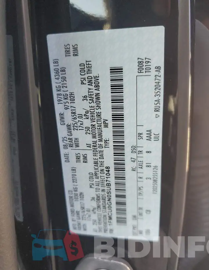 1FMCU0GN0SUB71048 Photo# 13
