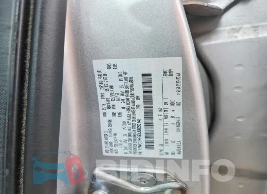 1FMCU9G9XJUC50149 Photo# 12