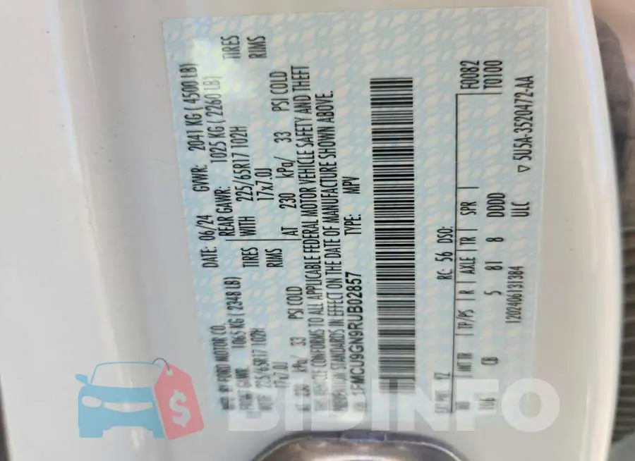 1FMCU9GN9RUB02857 Photo# 13