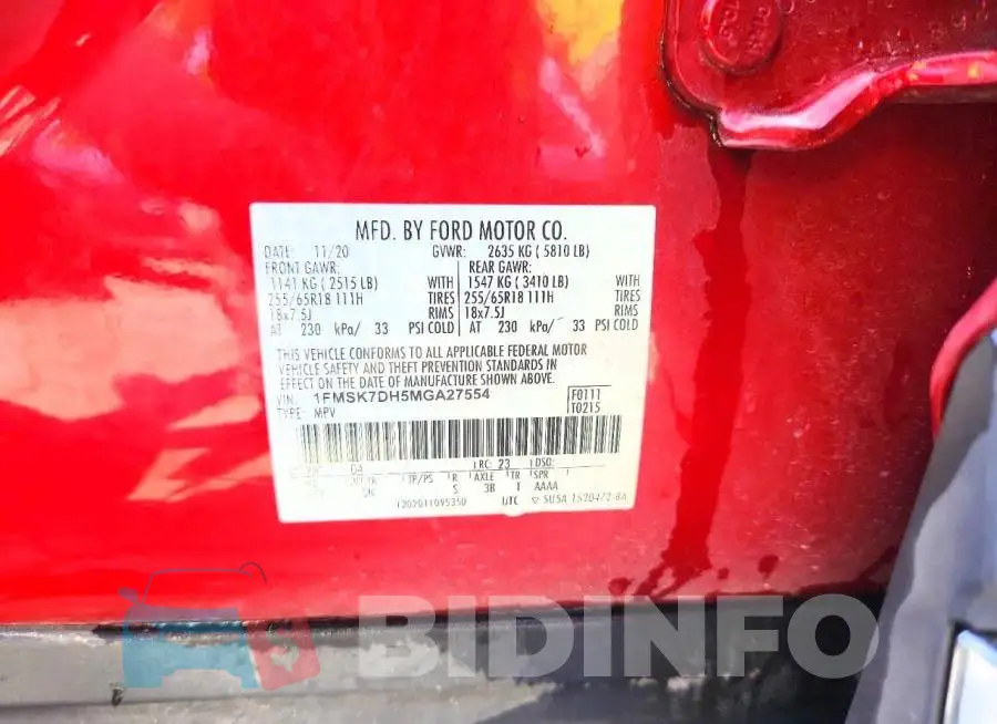 1FMSK7DH5MGA27554 Photo# 12