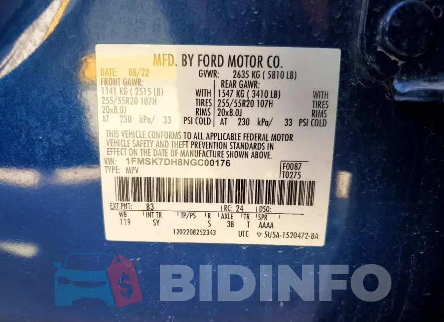 1FMSK7DH8NGC00176 Photo# 14