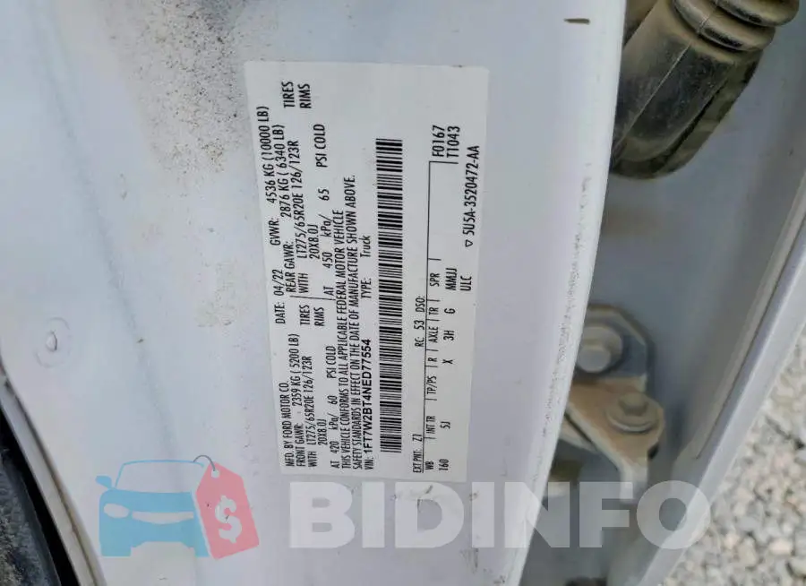 1FT7W2BT4NED77554 Photo# 12