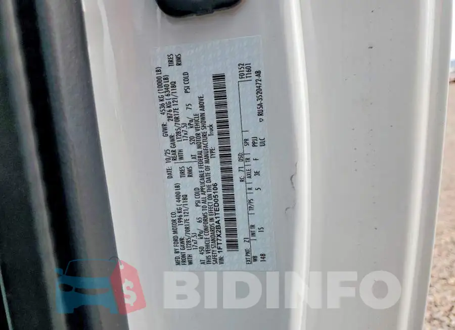 1FT7X2BA1TED05106 Photo# 12