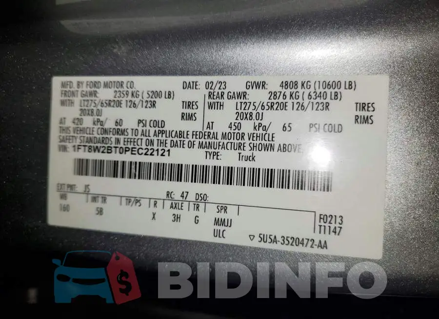 1FT8W2BT0PEC22121 Photo# 12