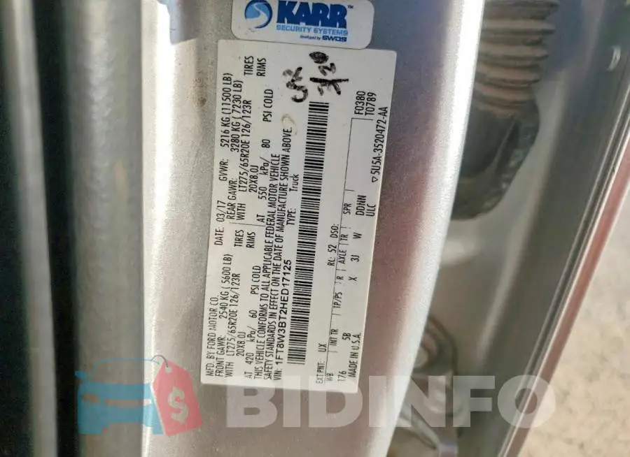 1FT8W3BT2HED17125 Photo# 12