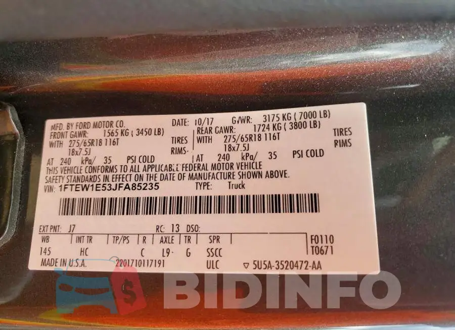 1FTEW1E53JFA85235 Photo# 12