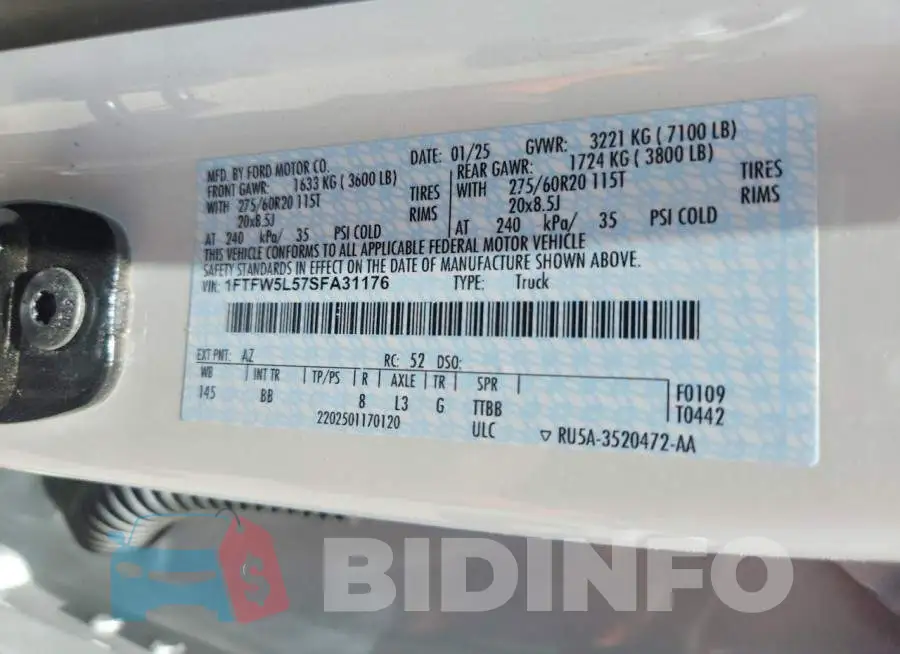 1FTFW5L57SFA31176 Photo# 12