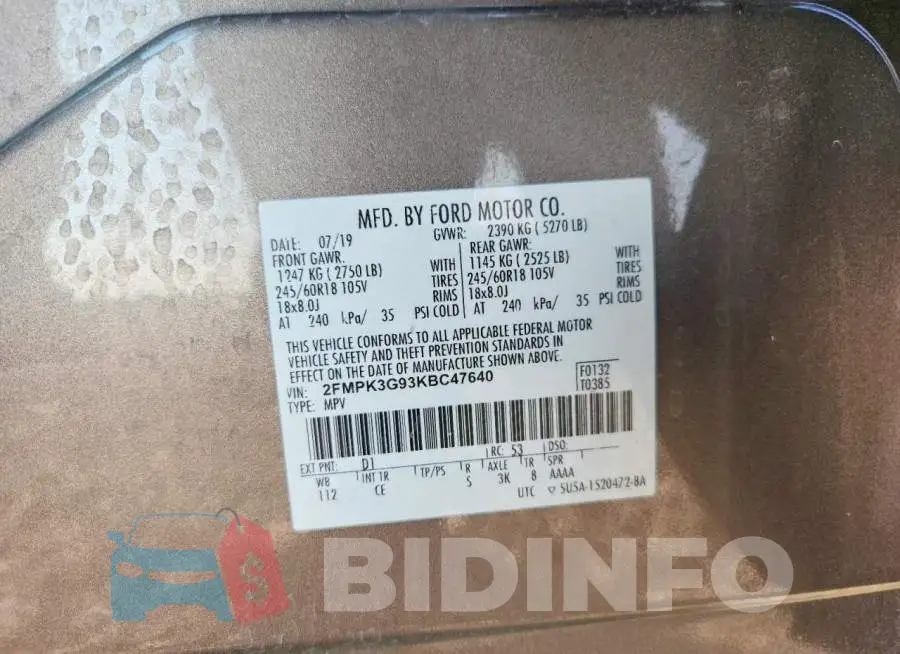 2FMPK3G93KBC47640 Photo# 14