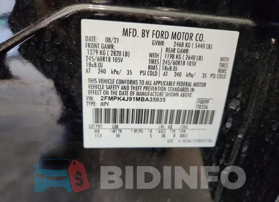 2FMPK4J91MBA35935 Photo# 13